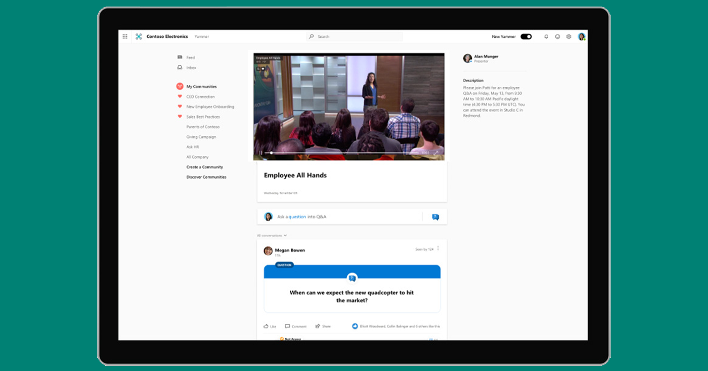 Live video in Microsoft Stream on Yammer